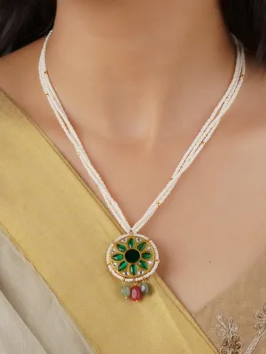 Green Color Gold Plated Jadau Kundan Necklace - MN446GR