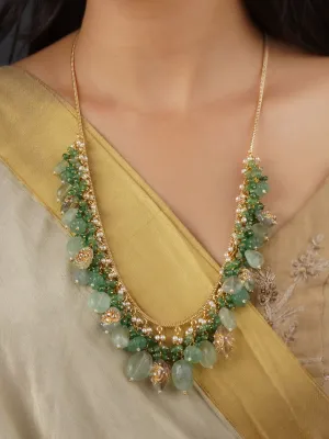 Green Color Gold Plated Jadau Kundan Necklace - MN457