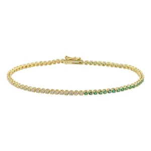 Half Emerald Diamond Crown Prong Tennis Bracelet