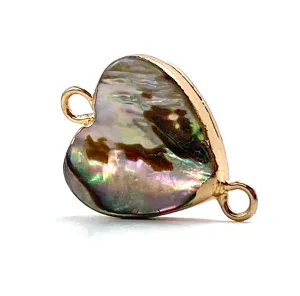 Heart double ring abalone mother of pearl charm, Sku#M768