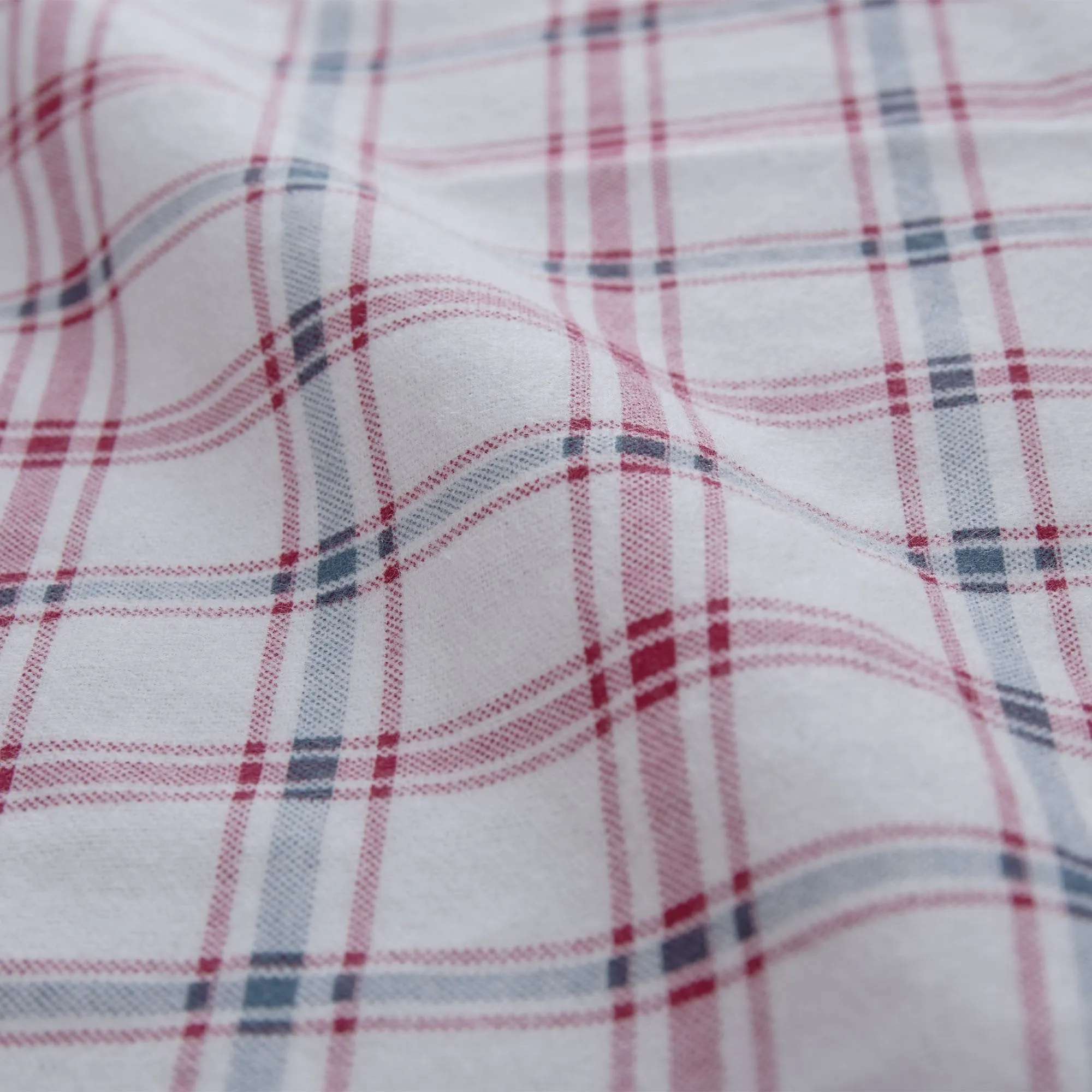 Kotja Flannel Bedding [Light grey/Ruby red/Forest green]