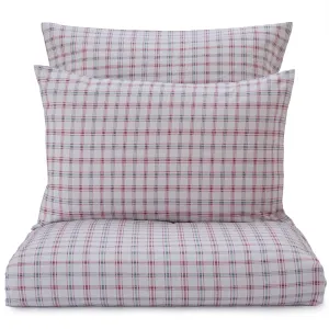 Kotja Flannel Bedding [Light grey/Ruby red/Forest green]