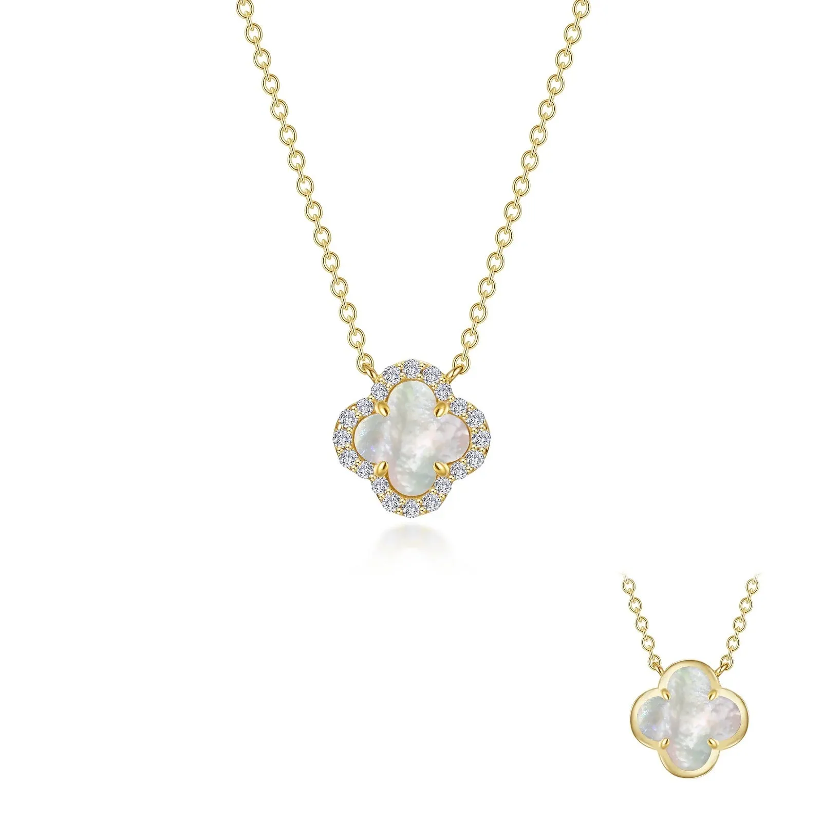Lafonn Simulated Diamond & Mother of Pearl Halo Necklace N0334MPG20