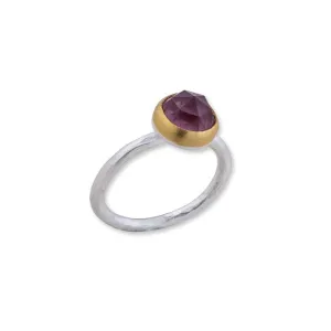 Lika Behar "Katya" One of a Kind Pink Tourmaline Ring in 24K Yellow Gold and Matte Sterling Silver
