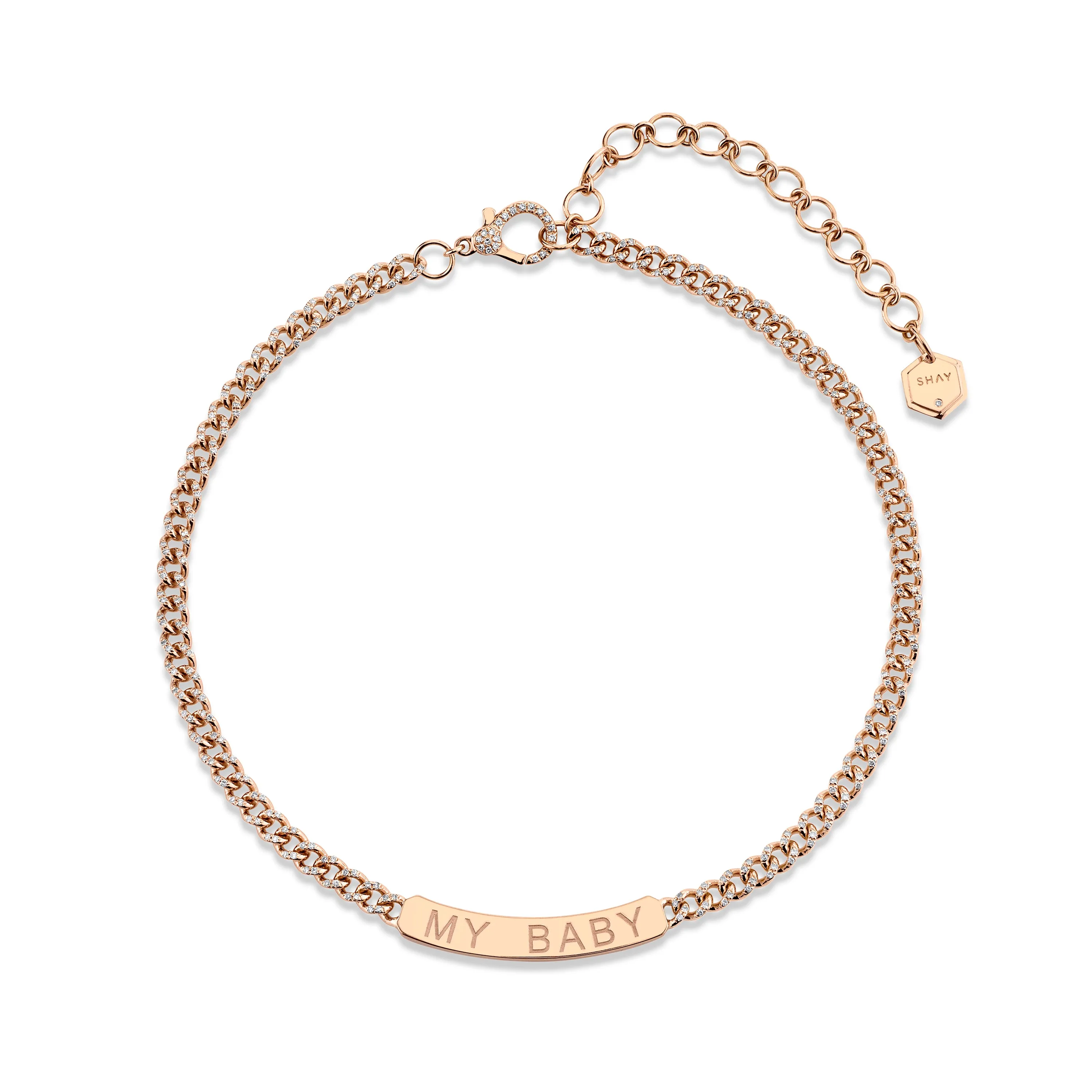 MINI ME DIAMOND PAVE CUSTOM ID BAR NAMEPLATE NECKLACE