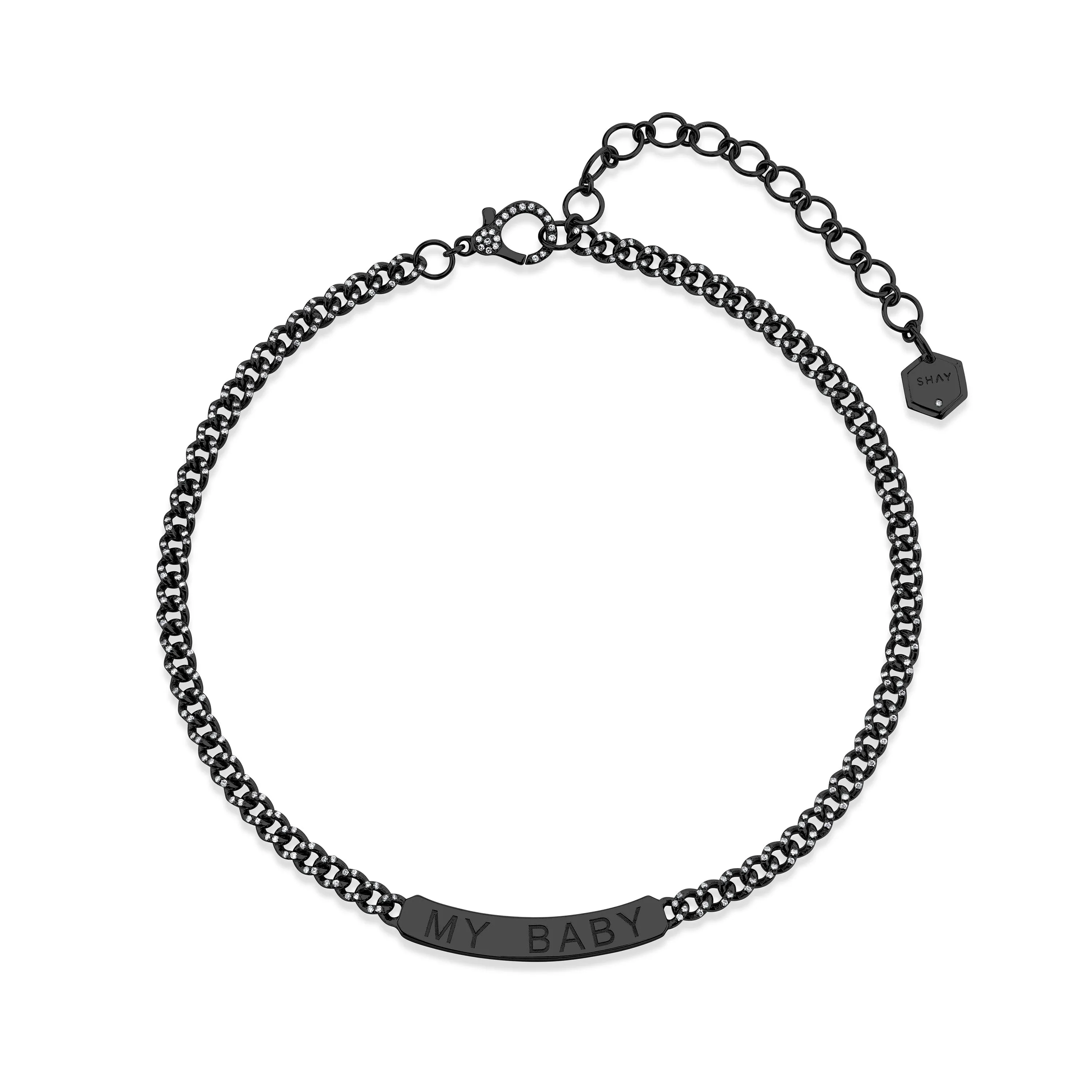 MINI ME DIAMOND PAVE CUSTOM ID BAR NAMEPLATE NECKLACE