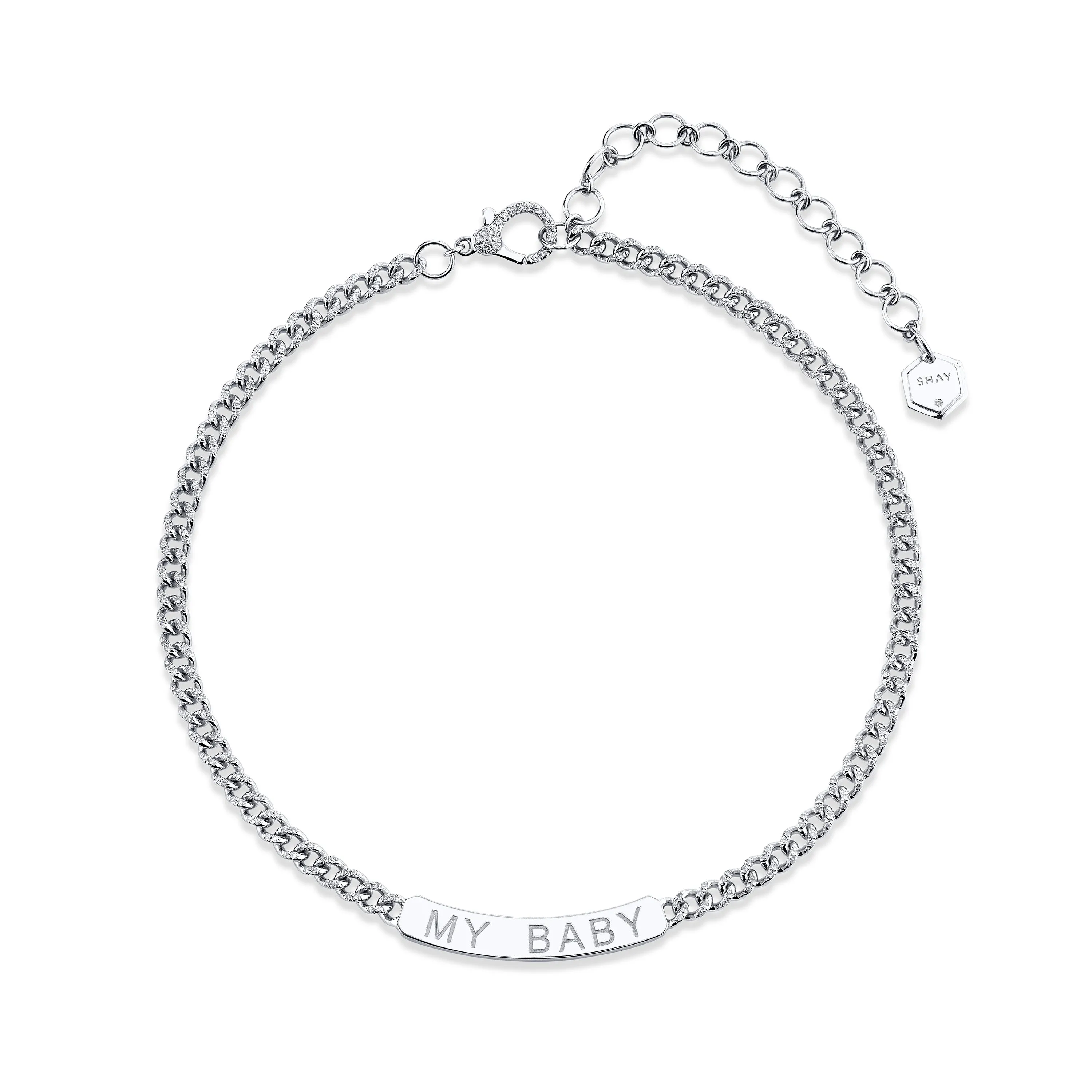 MINI ME DIAMOND PAVE CUSTOM ID BAR NAMEPLATE NECKLACE