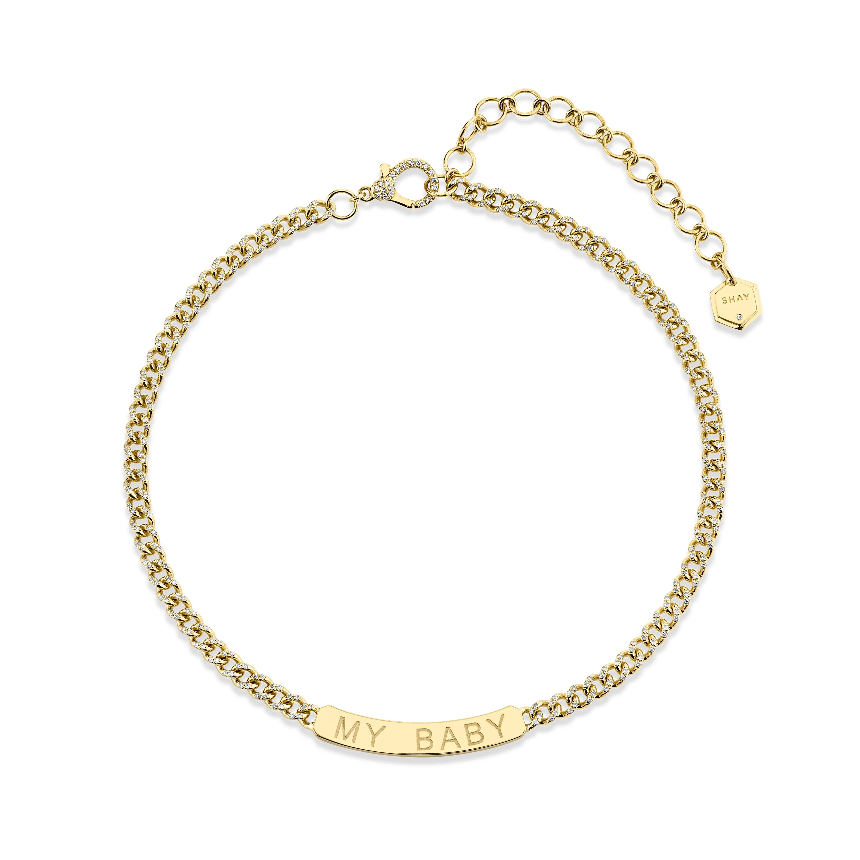 MINI ME DIAMOND PAVE CUSTOM ID BAR NAMEPLATE NECKLACE