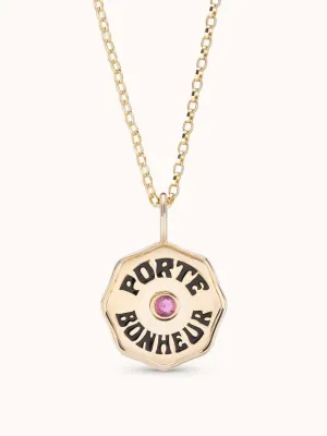 Mini Porte Bonheur necklace with pink sapphire