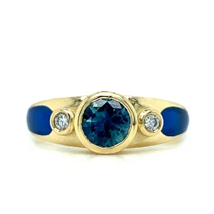Montana Sapphire & Diamond Three Stone Ring - "Rock Candy Oasis"