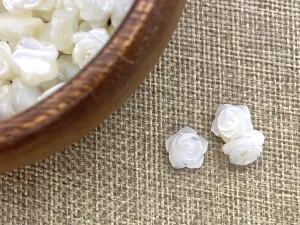 Mother Of Pearls White Rose Beads, Sku#M16