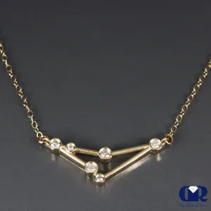 Natural Diamond Capricorn Zodiac Necklace In 14K Yellow Gold