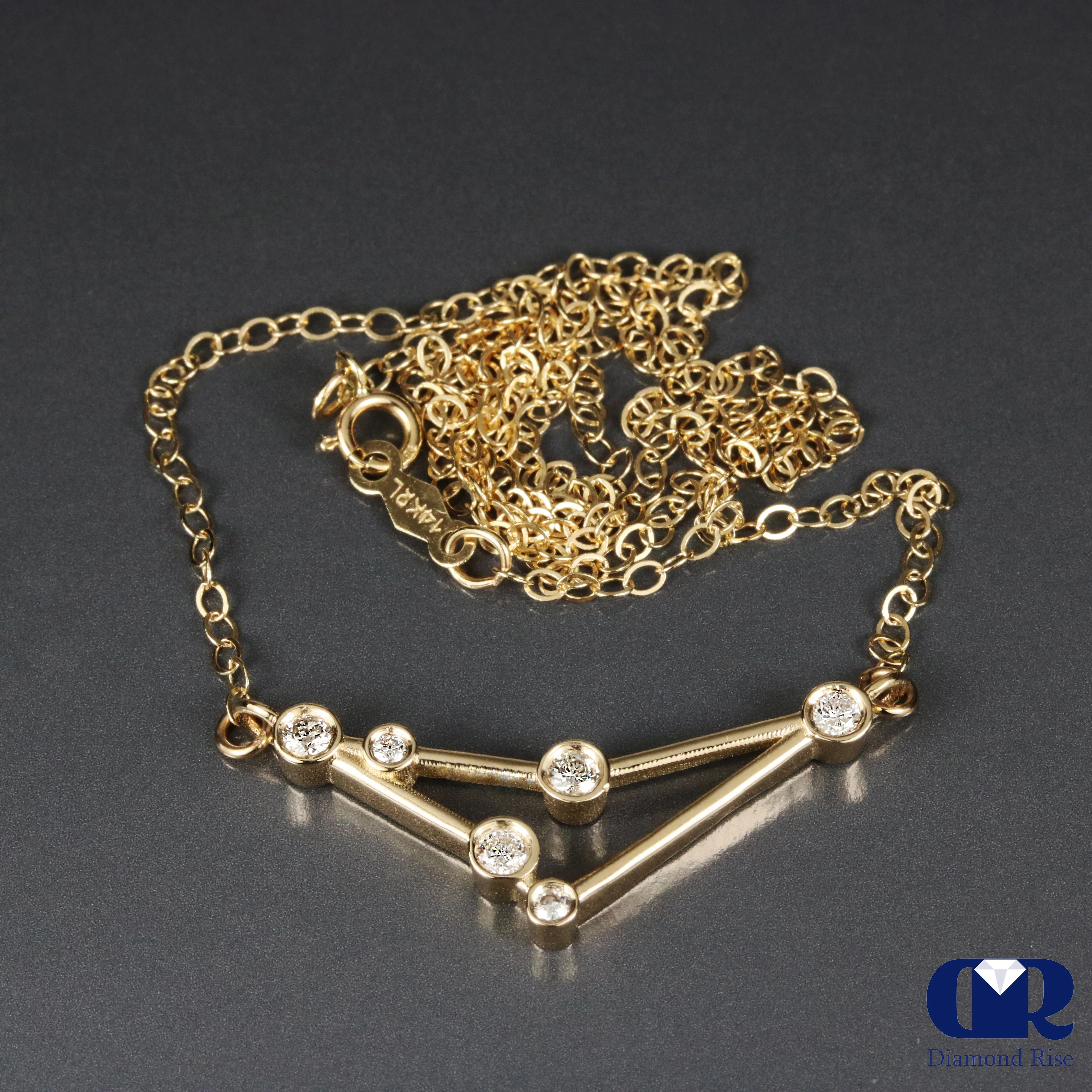 Natural Diamond Capricorn Zodiac Necklace In 14K Yellow Gold