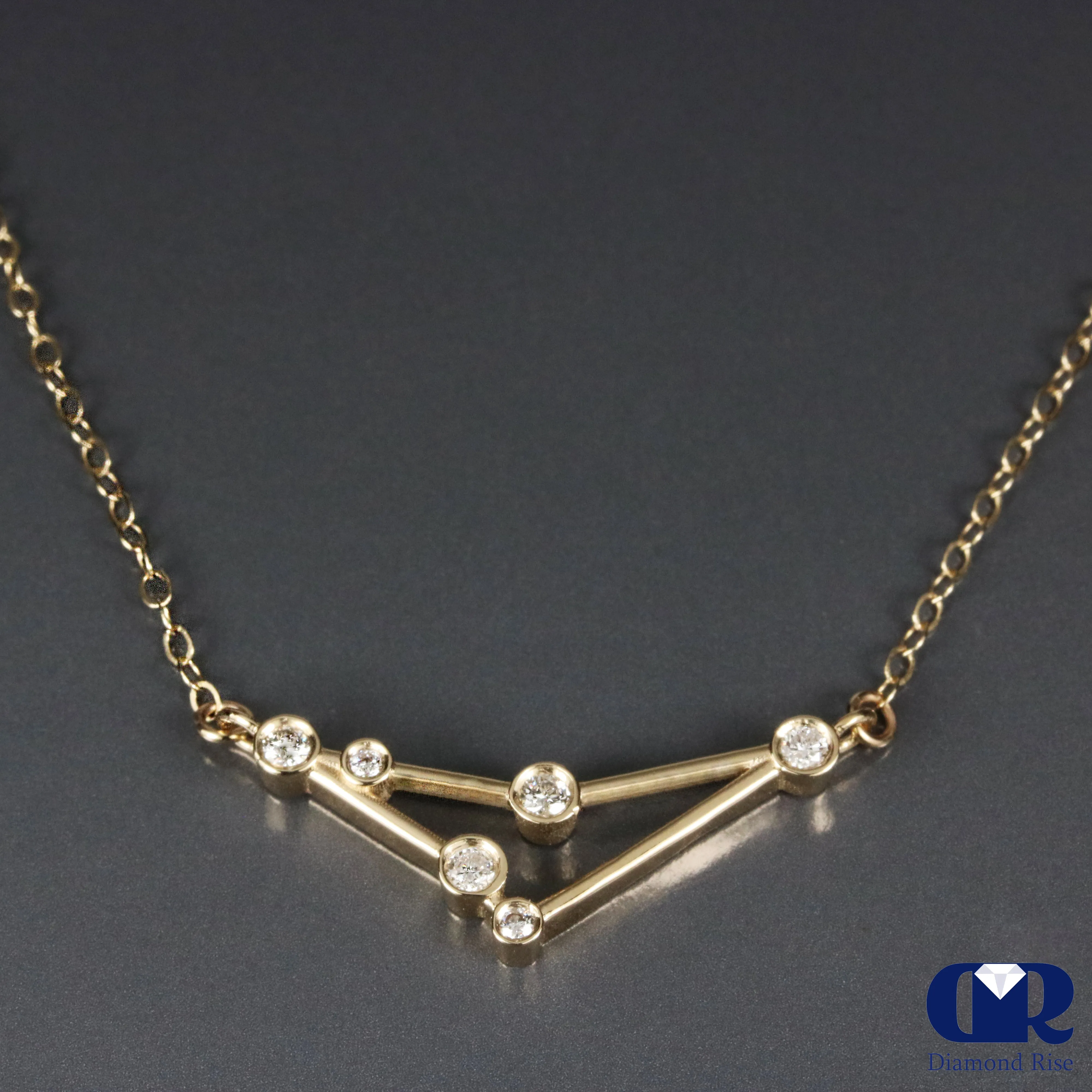 Natural Diamond Capricorn Zodiac Necklace In 14K Yellow Gold