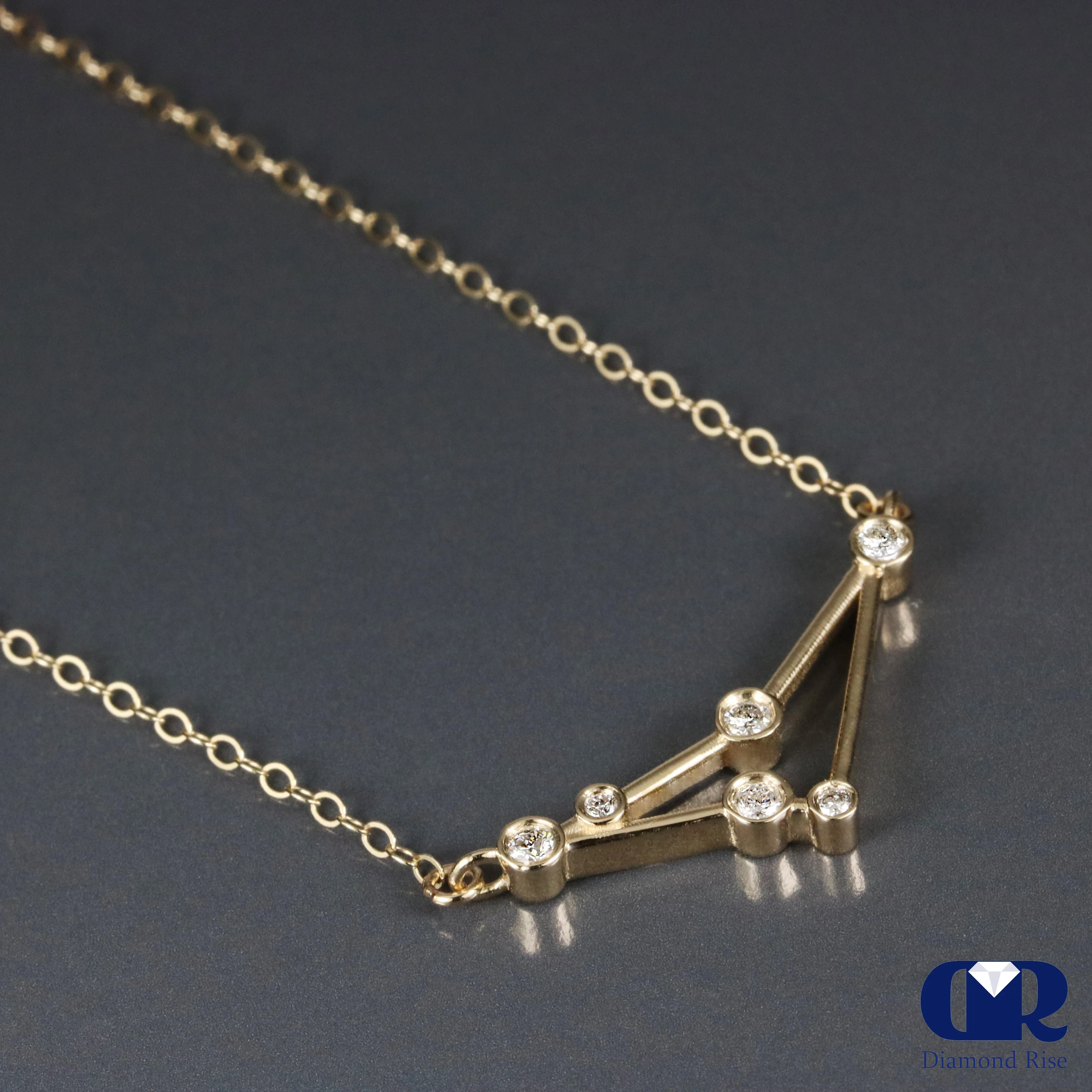 Natural Diamond Capricorn Zodiac Necklace In 14K Yellow Gold