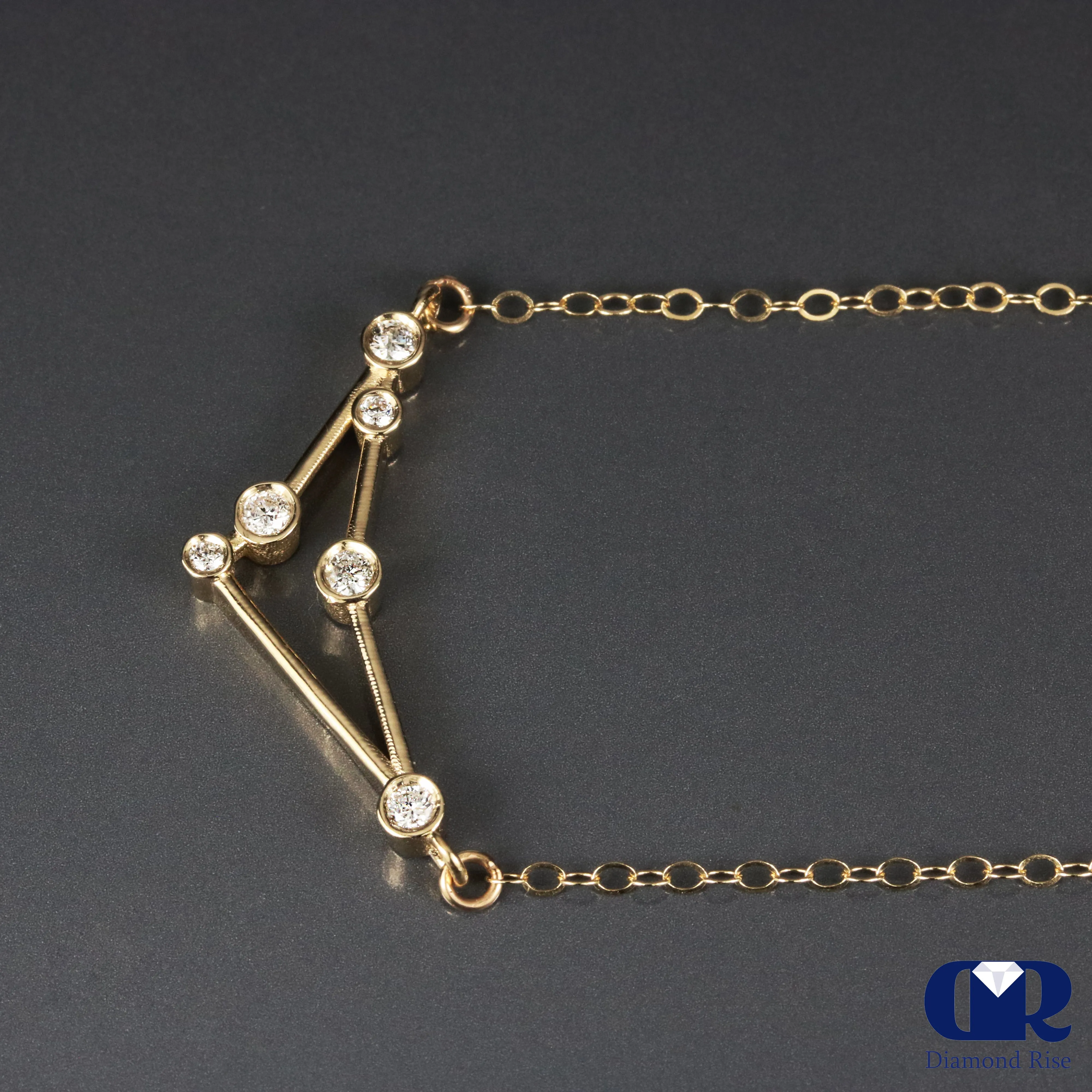 Natural Diamond Capricorn Zodiac Necklace In 14K Yellow Gold