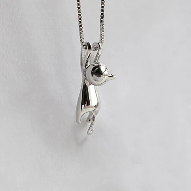 New Fashion Lovely Silver Plated Necklace Tiny Cute Cat Pendants Odd Fancy Jewelry Charm Pendant Necklace