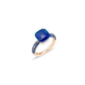 Nudo ring in blue topaz and lapis lazuli