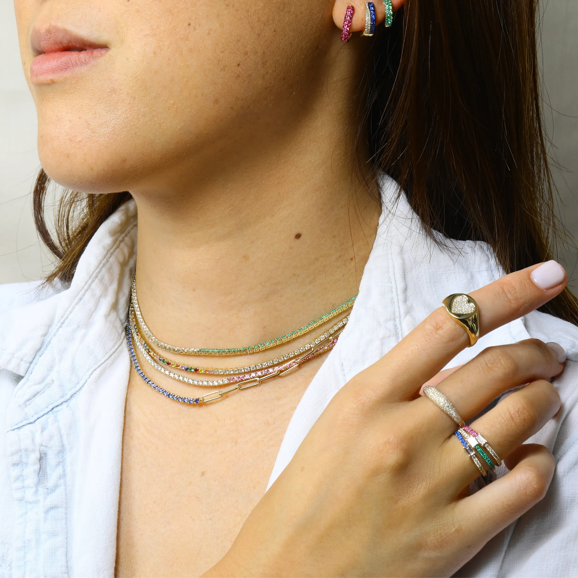 Oval Squared Rhodium Hoop Earrings
