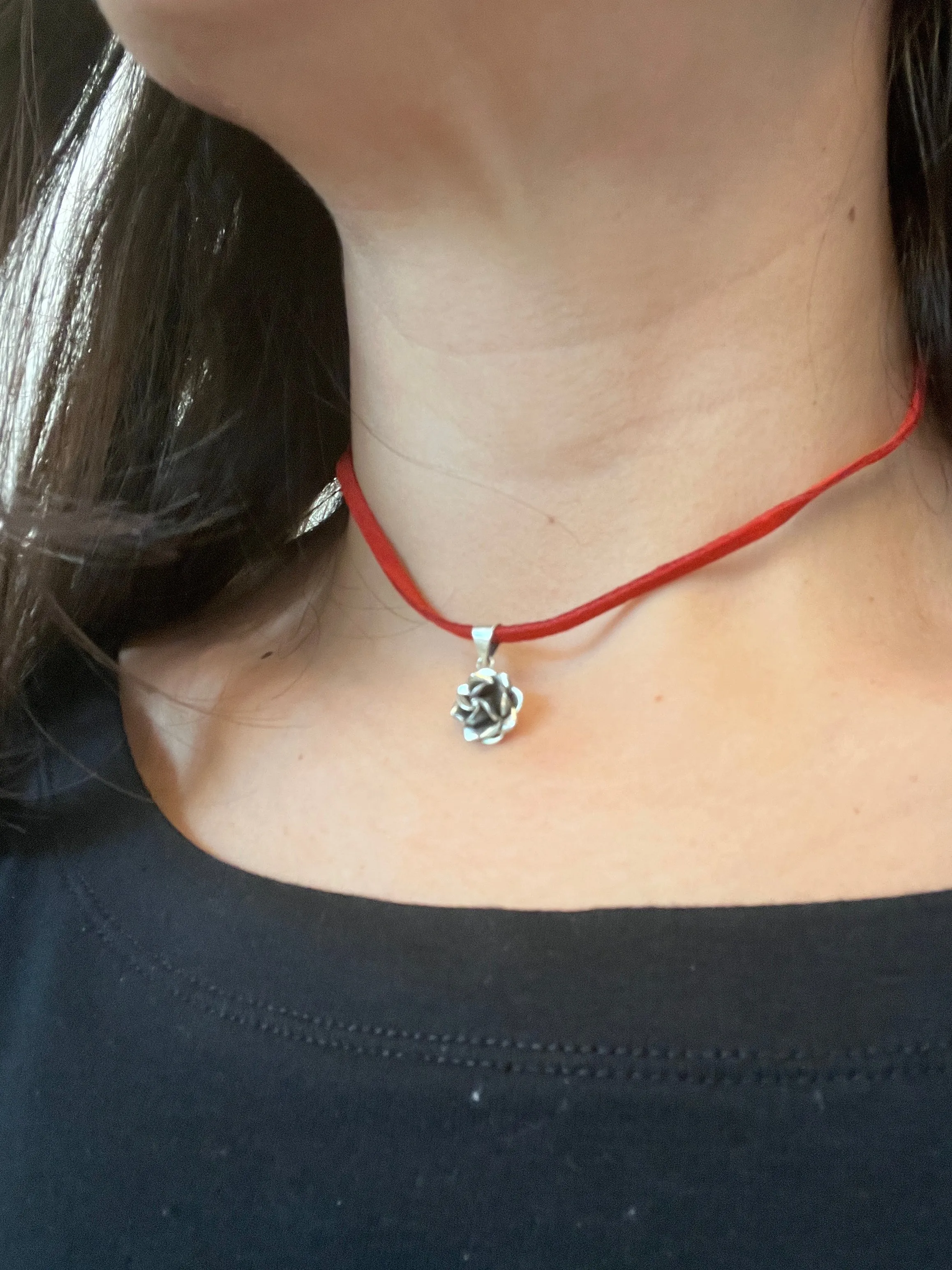 Oxidized Rose Pendant - Small