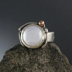 Pearl Ring with Rose Gold Ball