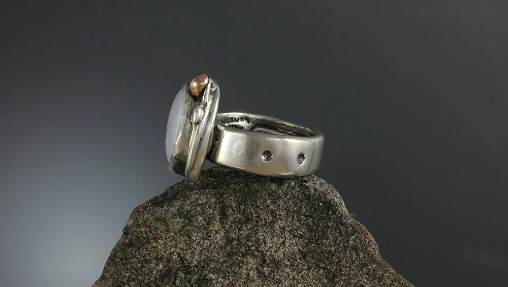 Pearl Ring with Rose Gold Ball