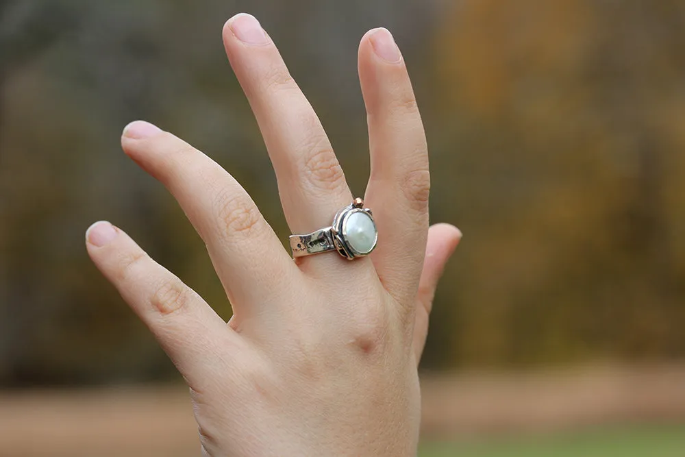 Pearl Ring with Rose Gold Ball
