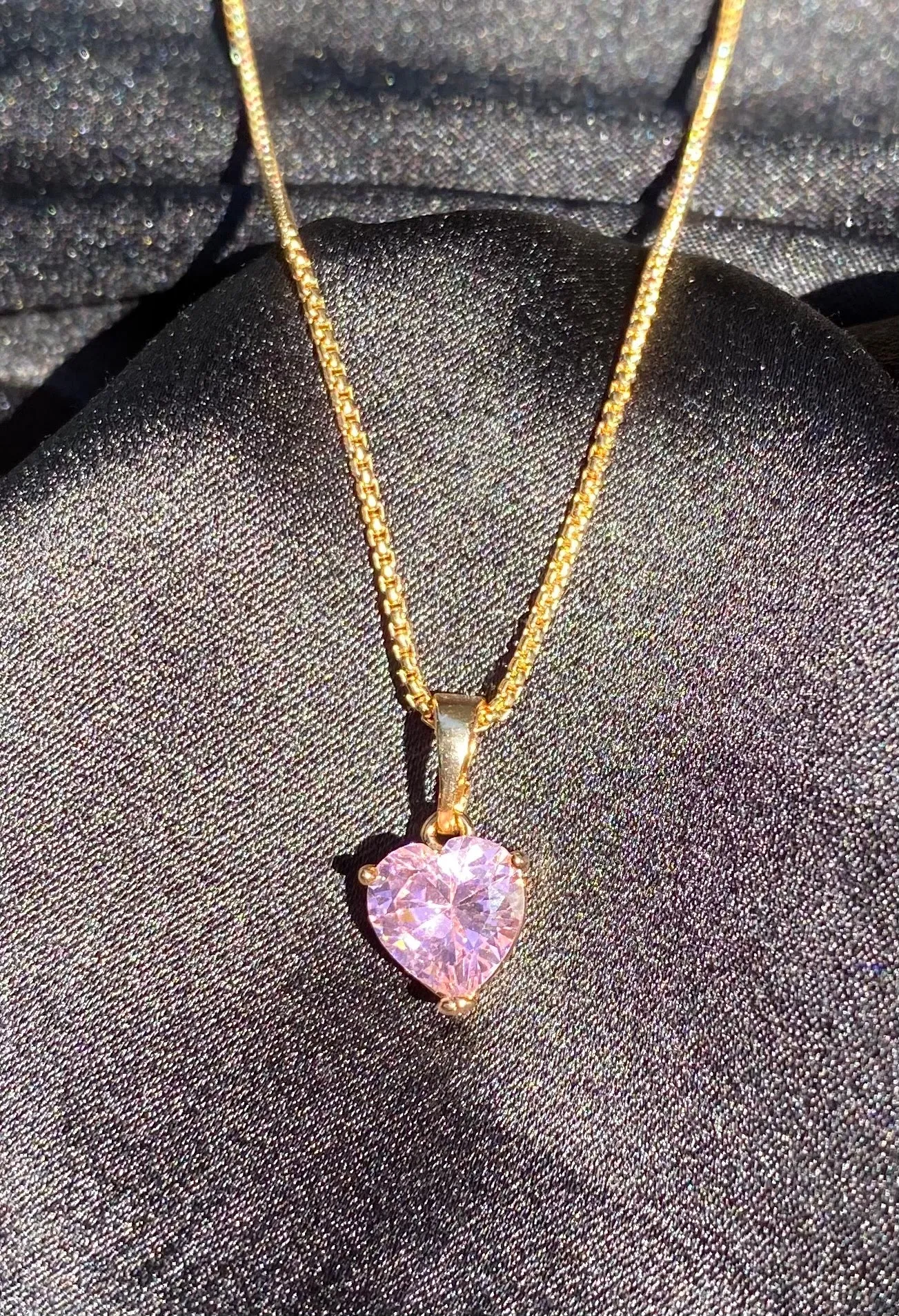 Pink Gem Heart Necklace