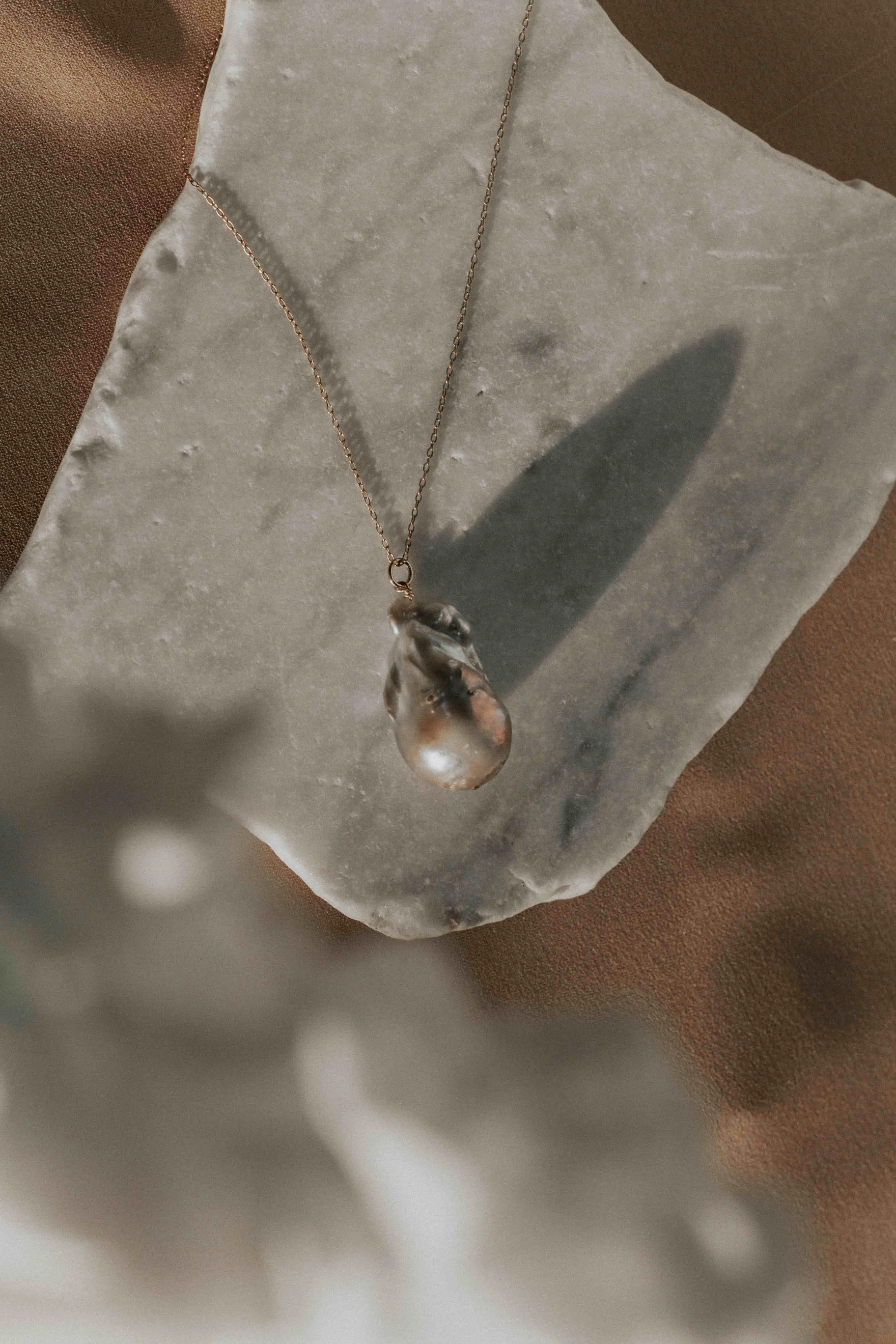 Pink Pearl Baroque Pearl Drop Necklace