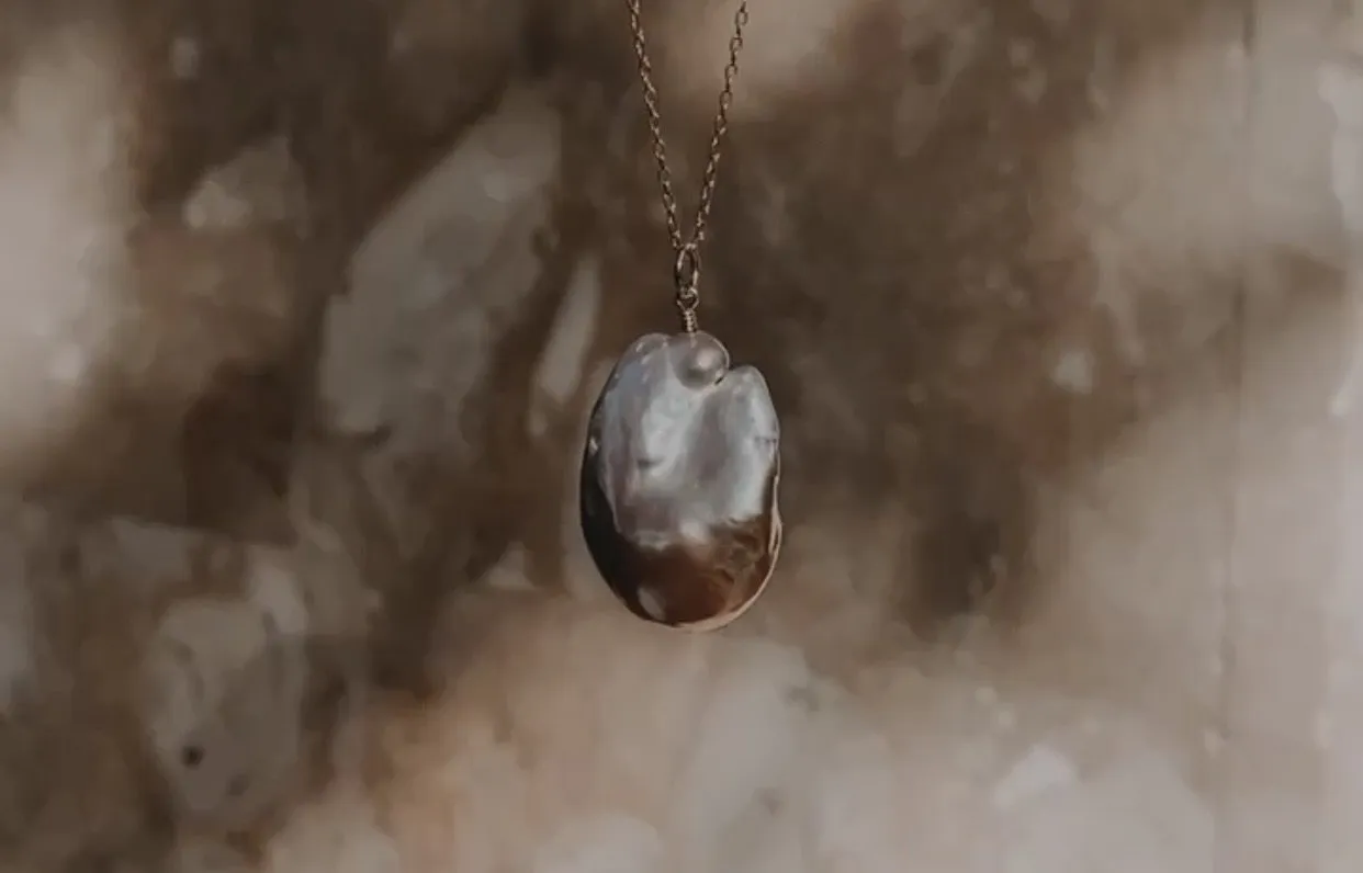 Pink Pearl Baroque Pearl Drop Necklace