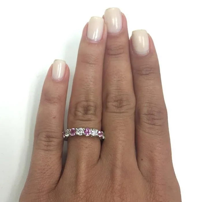 Pink Sapphire Diamond Eternity Band