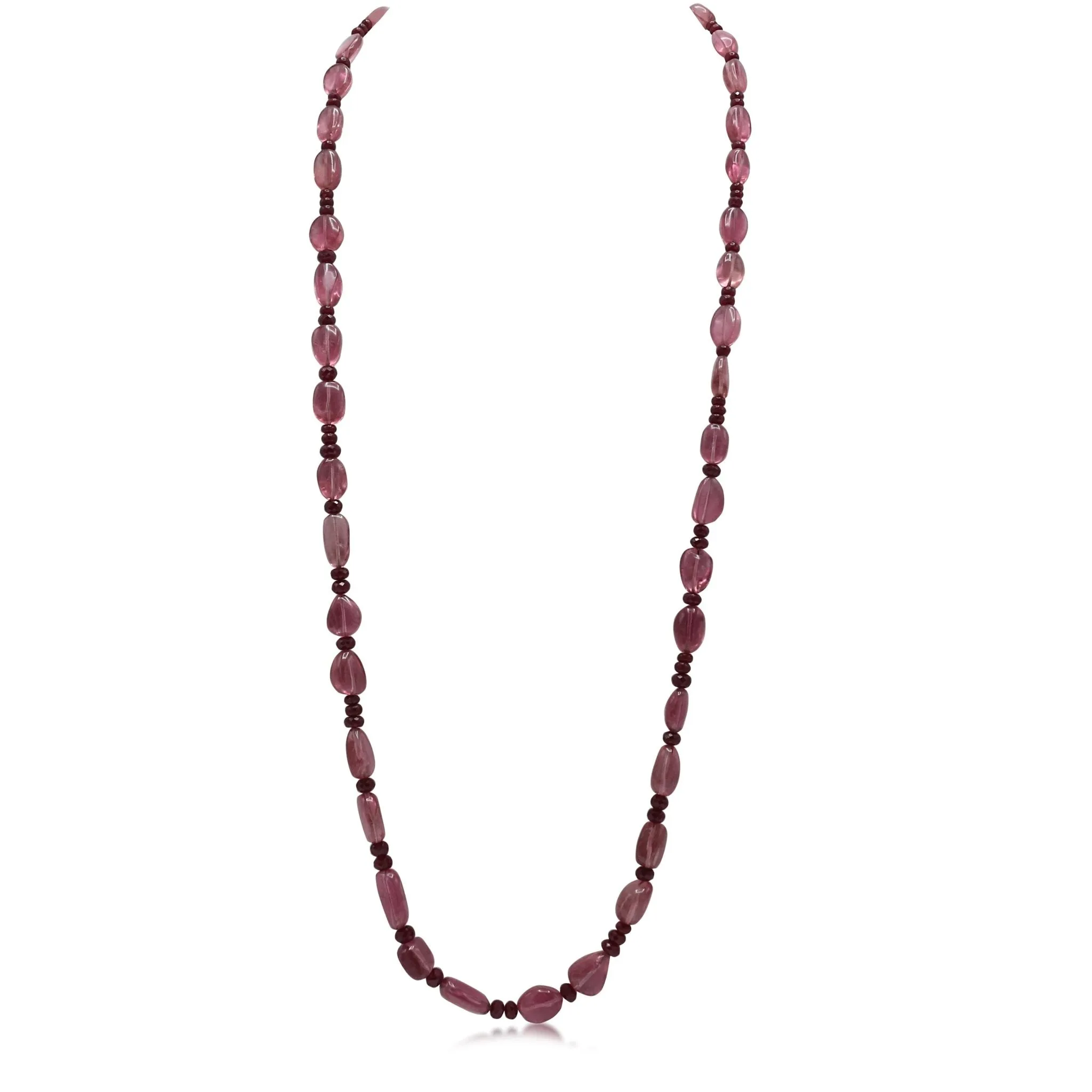 Pink Tourmaline & Ruby Bead Necklace
