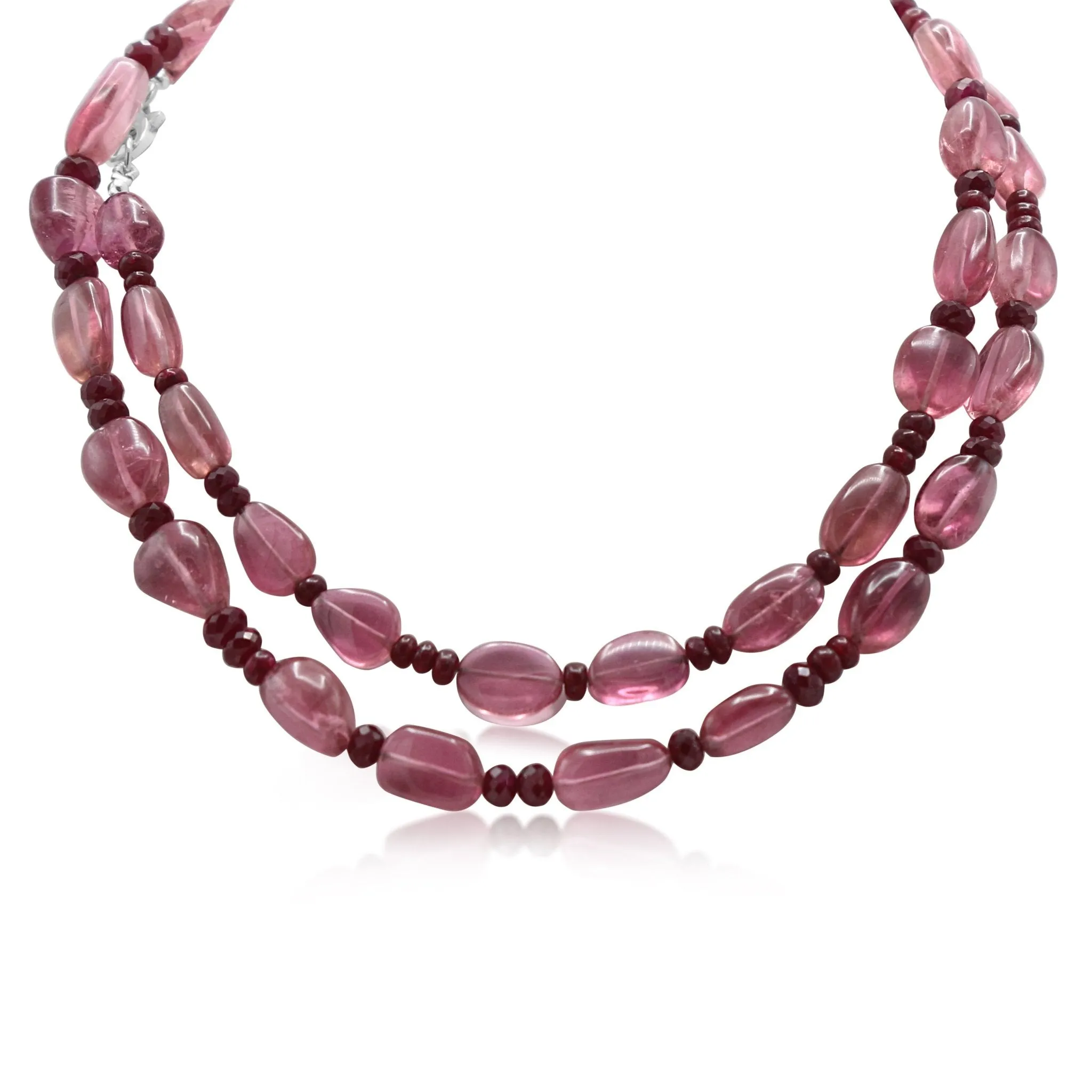 Pink Tourmaline & Ruby Bead Necklace