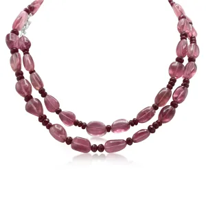 Pink Tourmaline & Ruby Bead Necklace