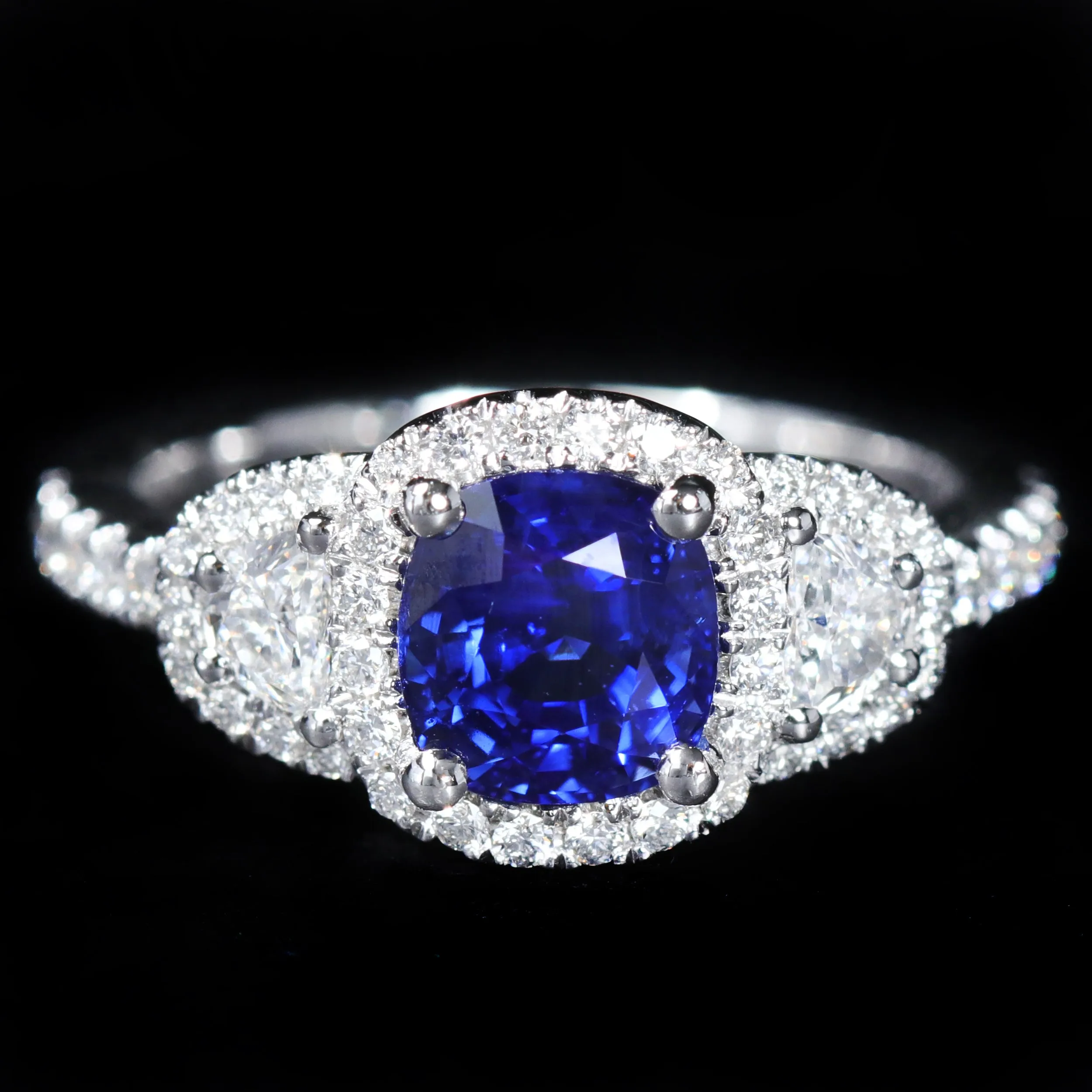 Platinum 2.05 Carat Sapphire and Diamond Ring