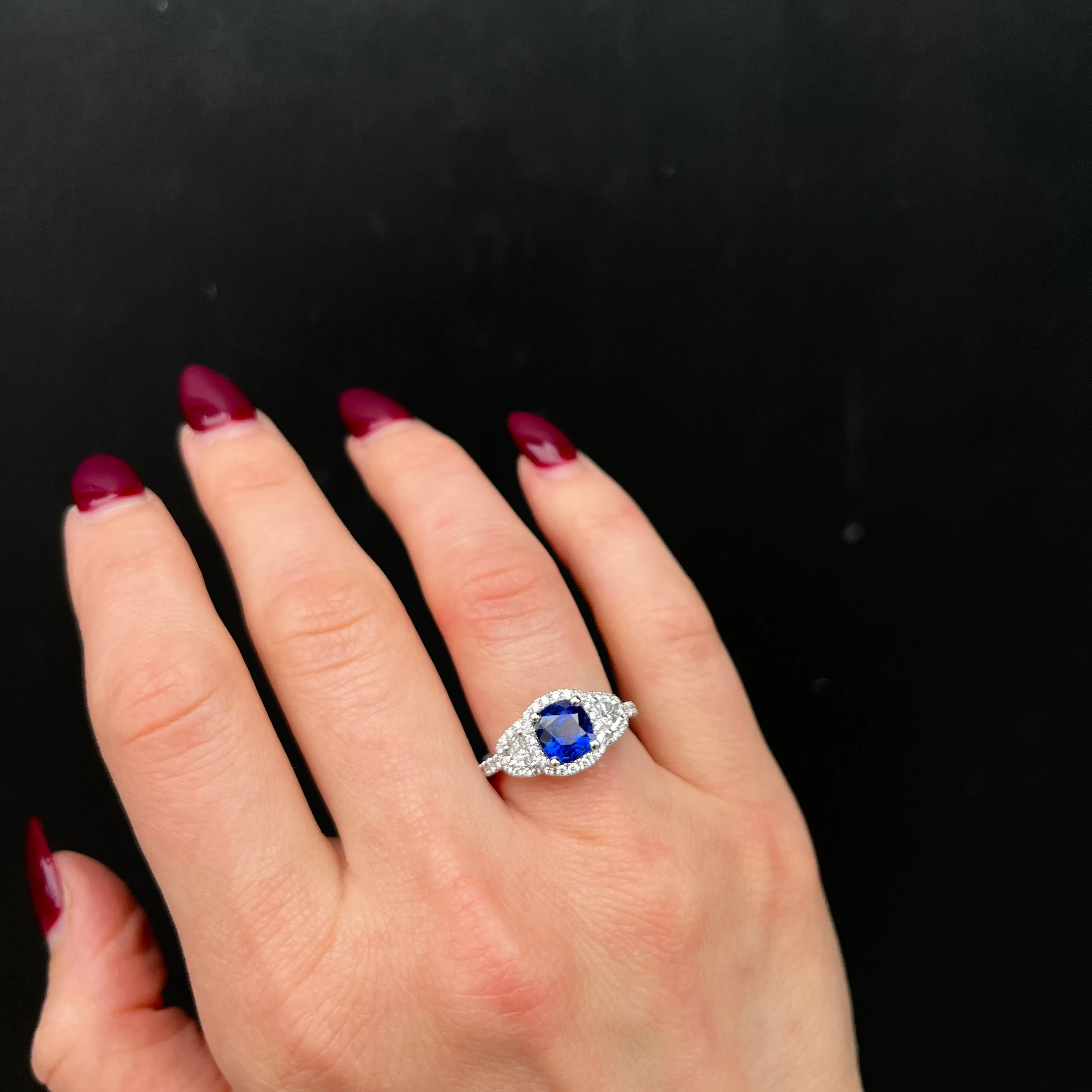 Platinum 2.05 Carat Sapphire and Diamond Ring