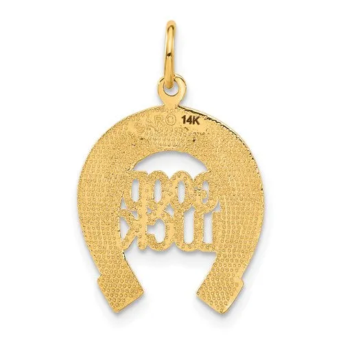 "Good Luck" Horseshoe Frame Pendant (14K)