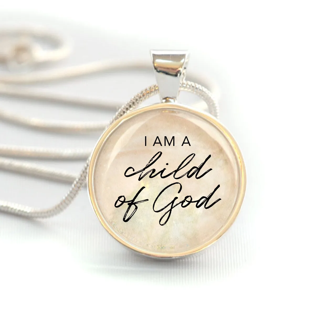 "I Am A Child of God" Christian Scripture Pendant Necklace – Silver-Plated, 16mm or 20mm