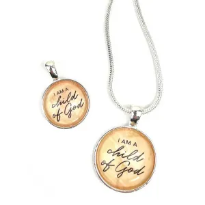 "I Am A Child of God" Christian Scripture Pendant Necklace – Silver-Plated, 16mm or 20mm