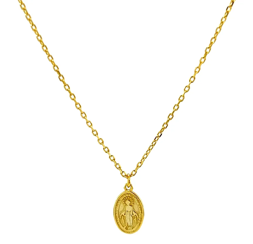 Elegant Small Oval Classic Virgin Mary Necklace - MARIA - Timeless Religious Jewelry