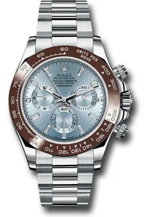 Rolex Platinum Cosmograph Daytona 40 Watch with Ice Blue Diamond Dial - Model 116506