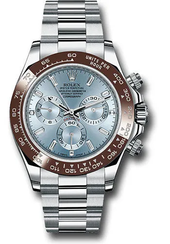 Rolex Platinum Cosmograph Daytona 40 Watch with Ice Blue Diamond Dial - Model 116506