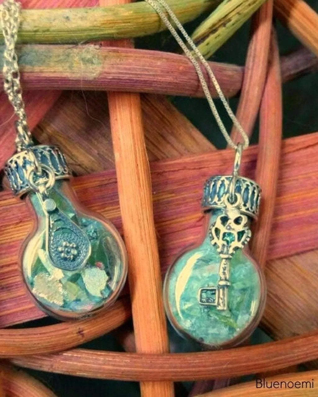 Roman Glass Necklaces Sterling Silver Roman Glass in a Bottle Necklace