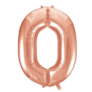 Rose Gold 0 Large Shape Number Balloon