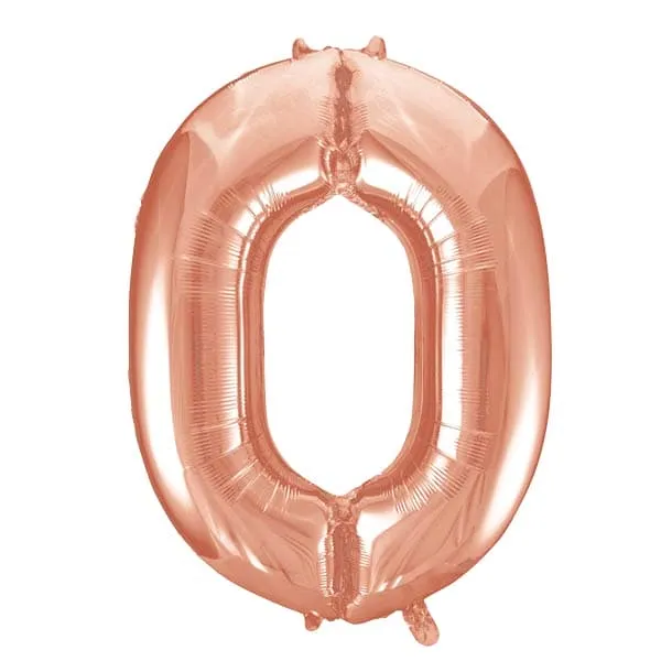 Rose Gold 0 Large Shape Number Balloon