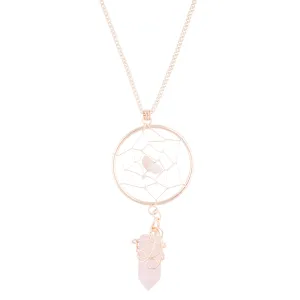 Rose Gold Semi-Precious Dream Catcher Necklace