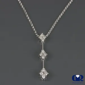 Round Cut Diamond Necklace In 14K White Gold With 16" Chain
