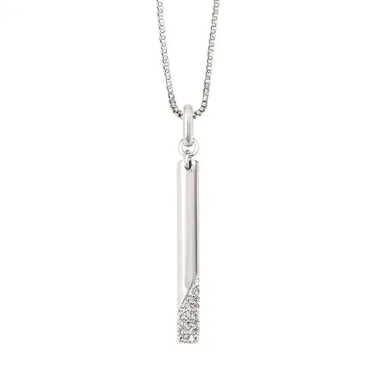 Silver Diamond Drop Pendant Necklace