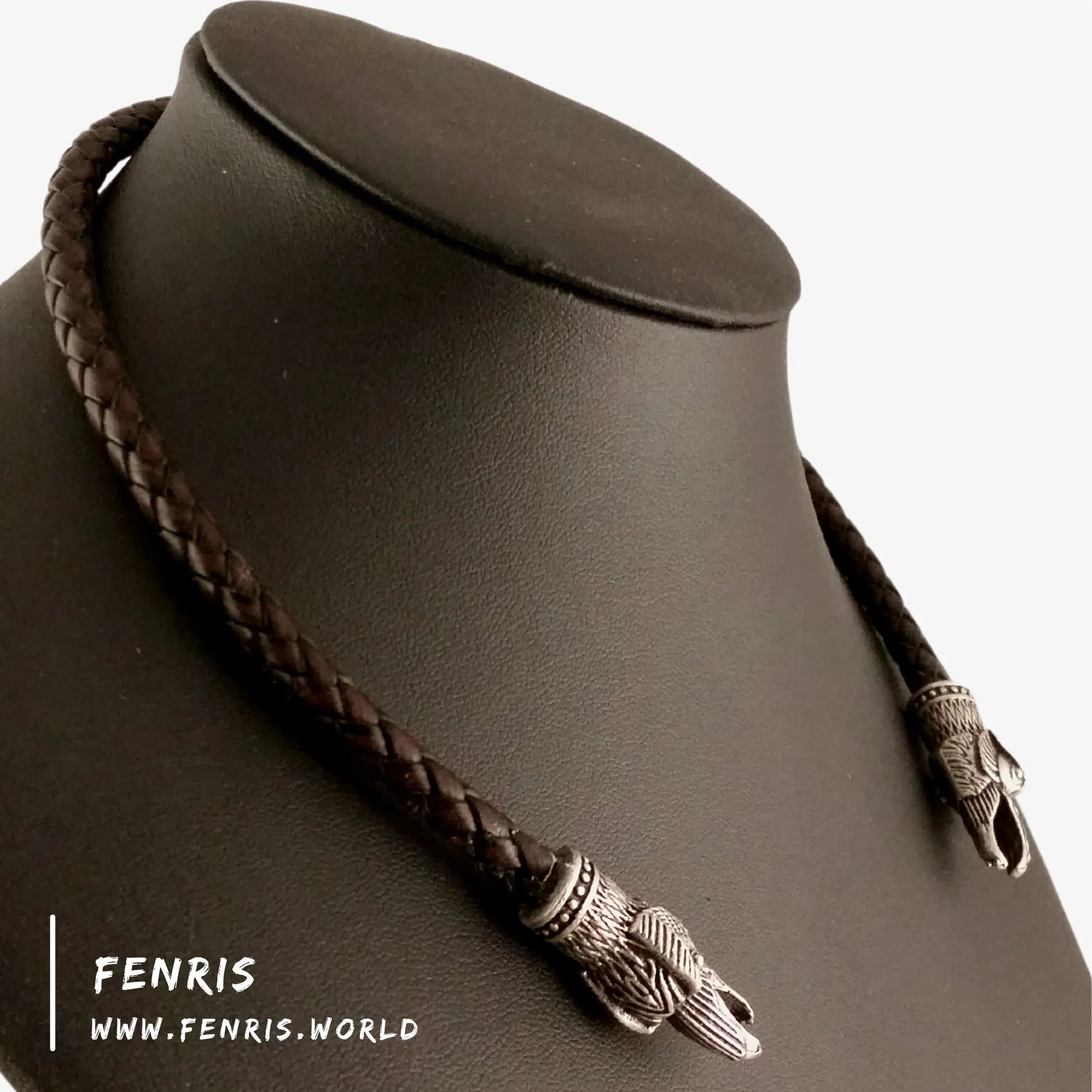Silver Torc Raven Brown Leather | Fenris