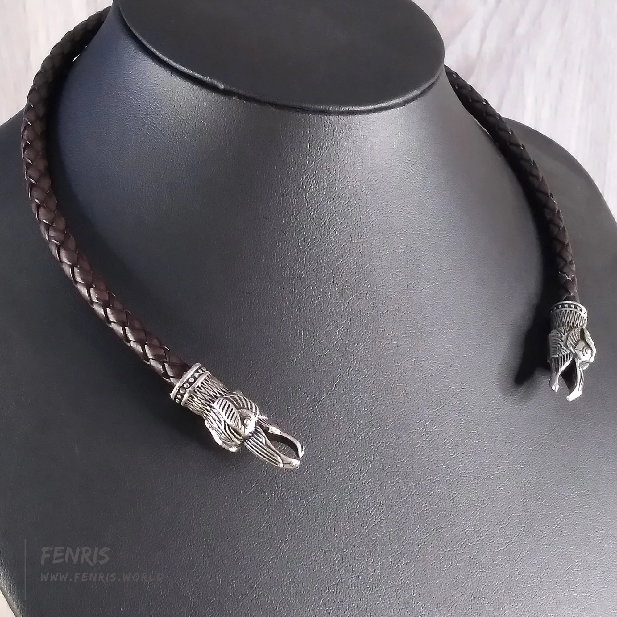 Silver Torc Raven Brown Leather | Fenris
